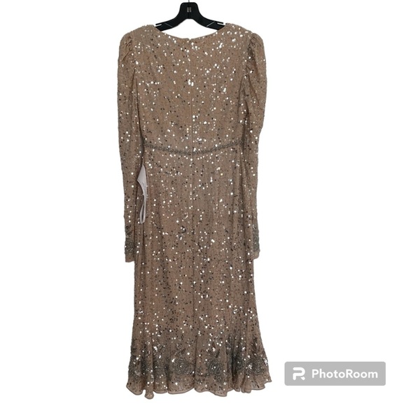 Mac Duggal | Sequin Fit N Flare Dress With Embellished Hemline Belt 10740 Size 2 - Picture 6 of 11